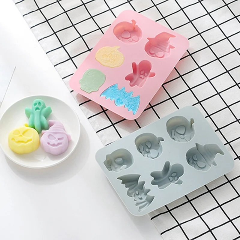 

6 Holes Halloween Pumpkin Cake Mold Chocolate Fondant Silicone Molds For Cake Decorating Soap Form Candy Bar Mould Baking Tools