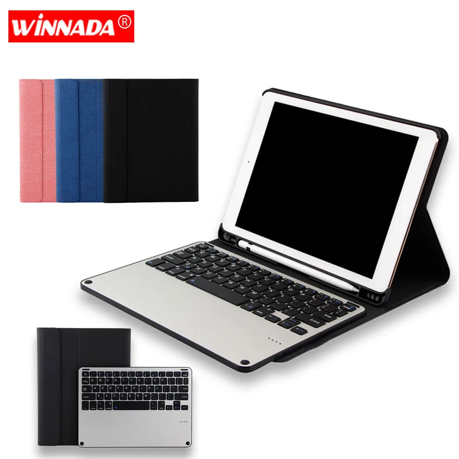 

For iPad 2018 case Bluetooth Keyboard full body wove pattern PU Leather Tablet cover For air 1 2 2017 2018 pro 9.7 inch case