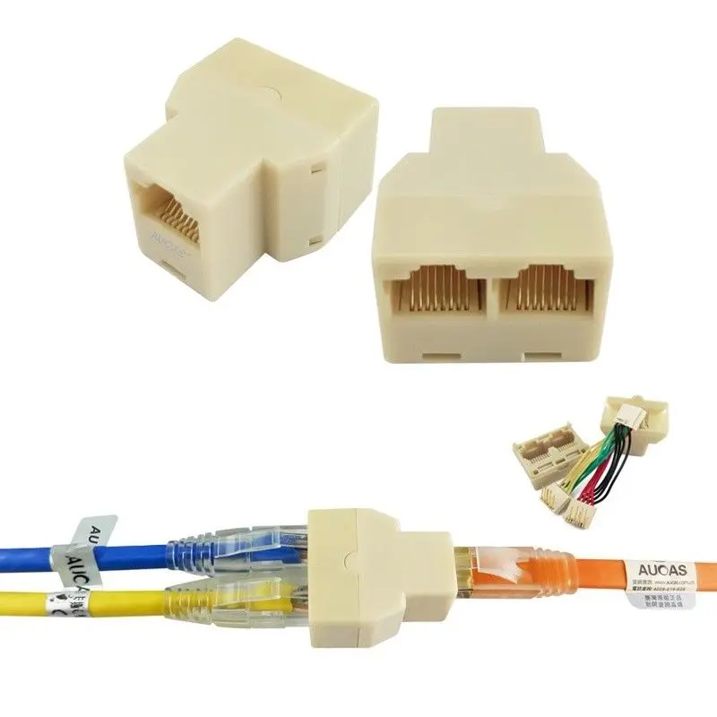 AUCAS 30 шт. RJ45 Сплиттер Модульный адаптер(3 способа) LAN Ethernet разъем адаптера 8P8C сетевой модульный разъем 1 до 3 способ