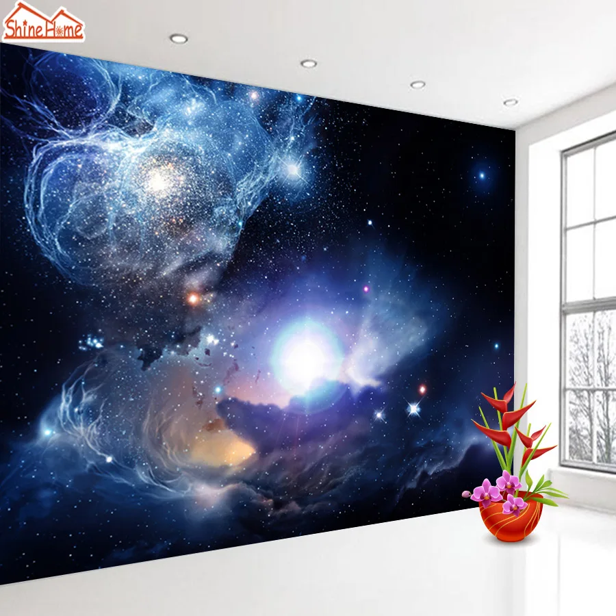

ShineHome-Starry Night Space Star Planet Wallpaper Murals Roll for 3d Walls Wallpapers for 3 d Living Room Bedroom Wall Paper