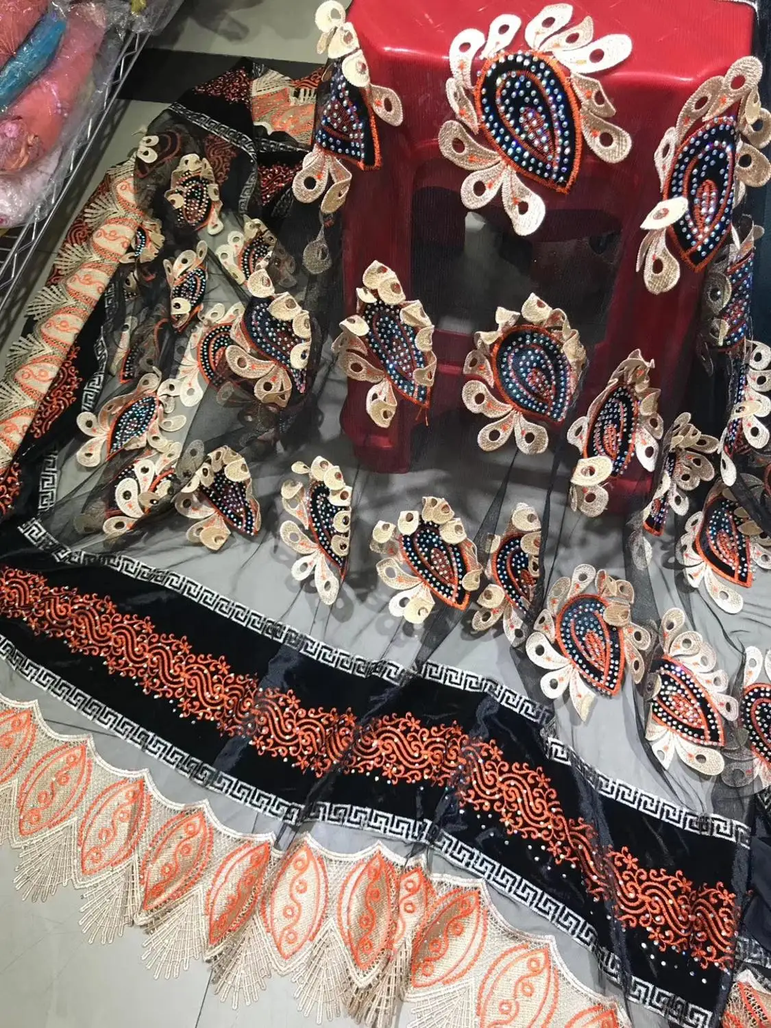 

5 Yards African Lace Fabric Embroidered Nigerian Laces Fabric Bridal High Quality French Tulle Lace Fabric For Women NLYJUN184