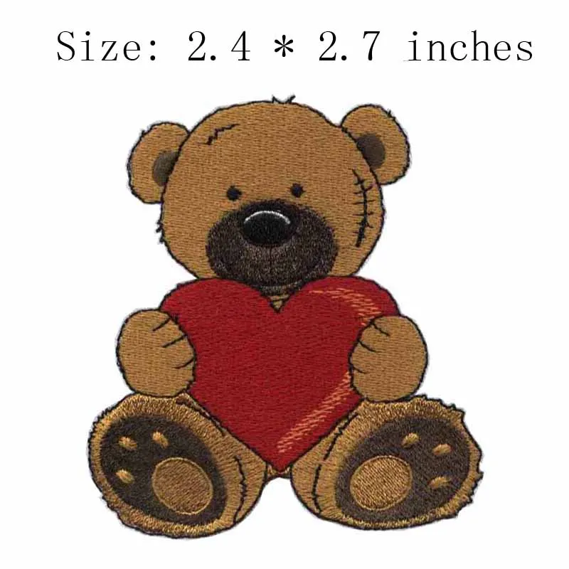 

bear with a red heart 2.4"wide embroidery for look at you/carpet patch/herramientas cuero