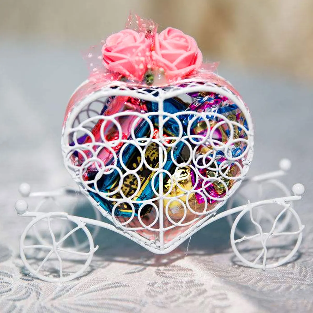 Карета в форме сердца спроектированная полая конфетная Подарочная коробка для свадьбы День рождения, детский душ Выпускной Рождественская вечеринка