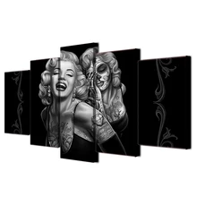 

Home Decor 5 Piece Canvas Art Posters Prints Sexy lady Marilyn Monroe Painting Wall Pictures for Living Room Framed Black White