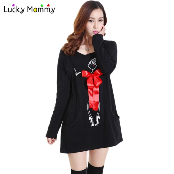 

Fashion Maternity Blouses Winter Warm Clothes for Pregnant Women Casual Maternity Tops Blouse Bowknot T-shirts Ropa Premama