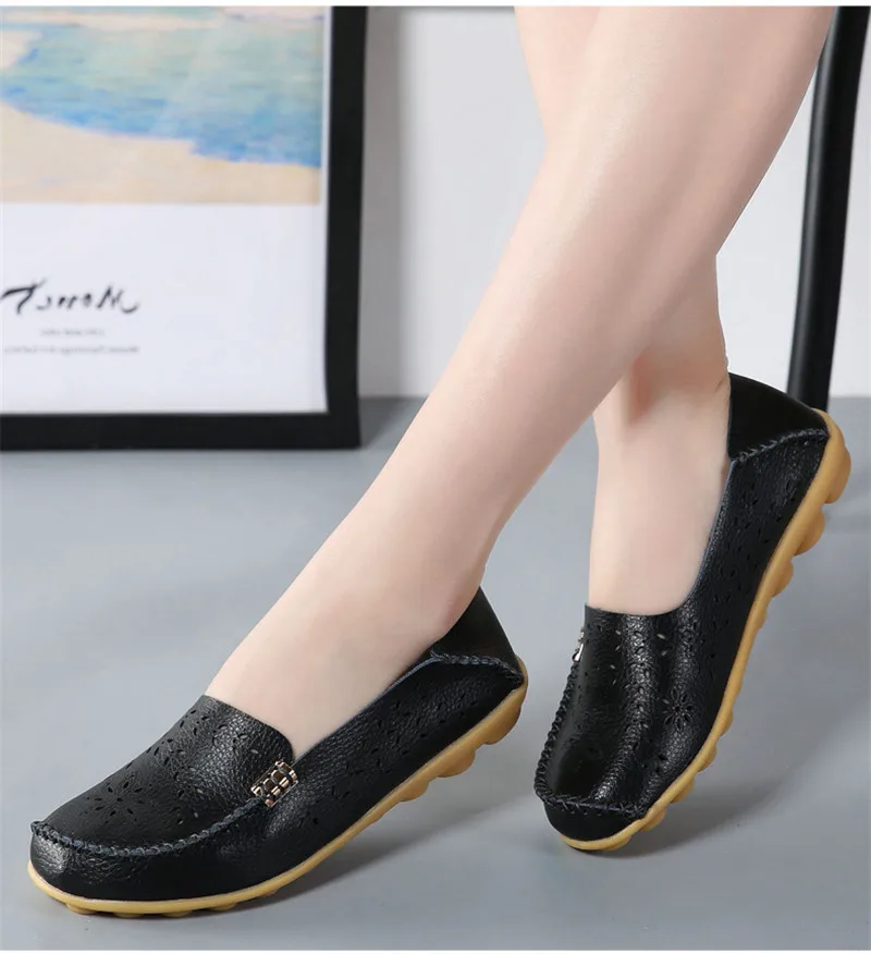 Туфли женские из натуральной кожи Мокасины лоферы для мам мягкая повседневная