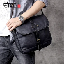 AETOO Head cowhide Retro Casual single shoulder crossbody bag men's leather Classic postman pack