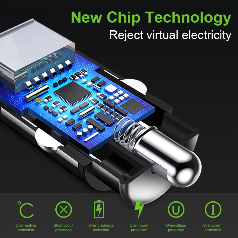 Coolreall شاحن سيارة USB صغير محول 3.1A مع شاشة LED رقمية العالمي المزدوج USB الهاتف سيارة-شاحن سامسونج فون