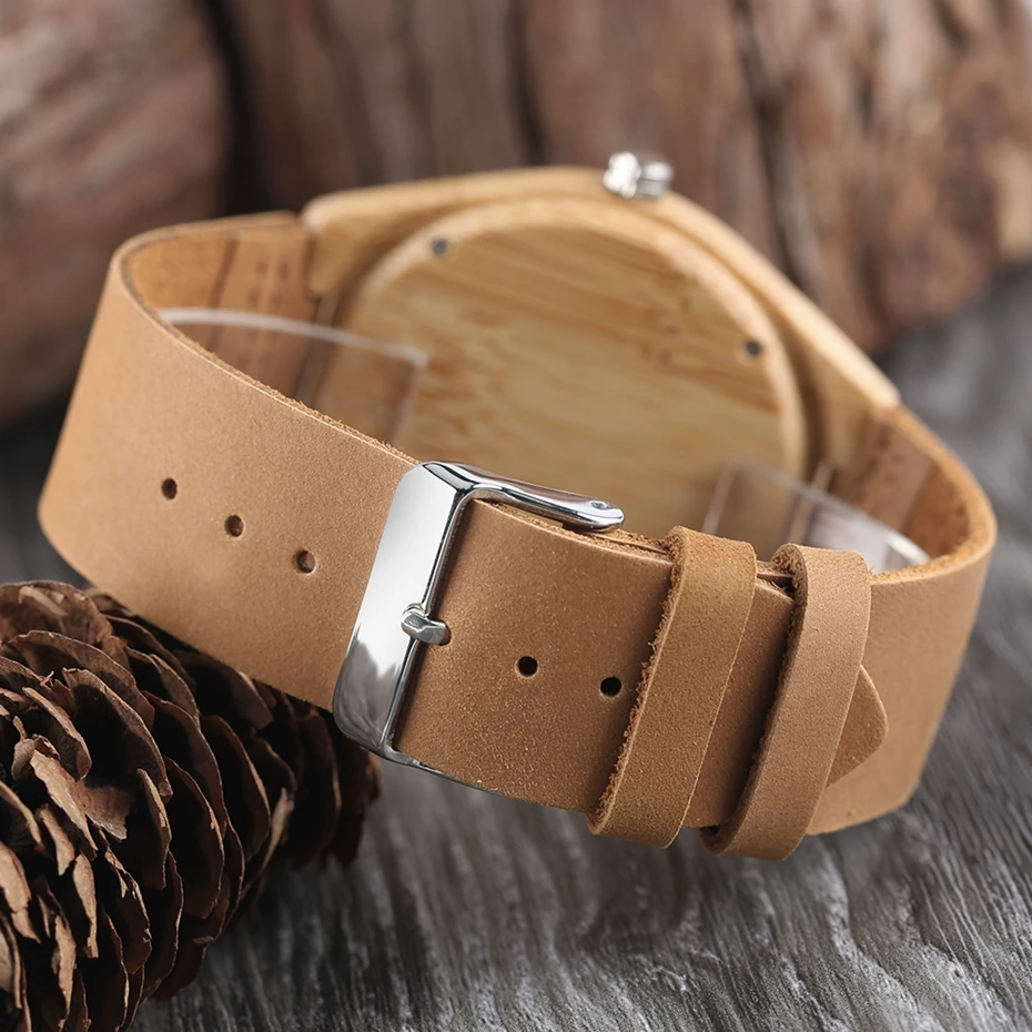 Luxury Handicrafts Gifts Engraving Firefighter Dial Light Bamboo Quartz Wooden Watch Mens Sports Genuine Leather Male Hour Clock 2018 (1)