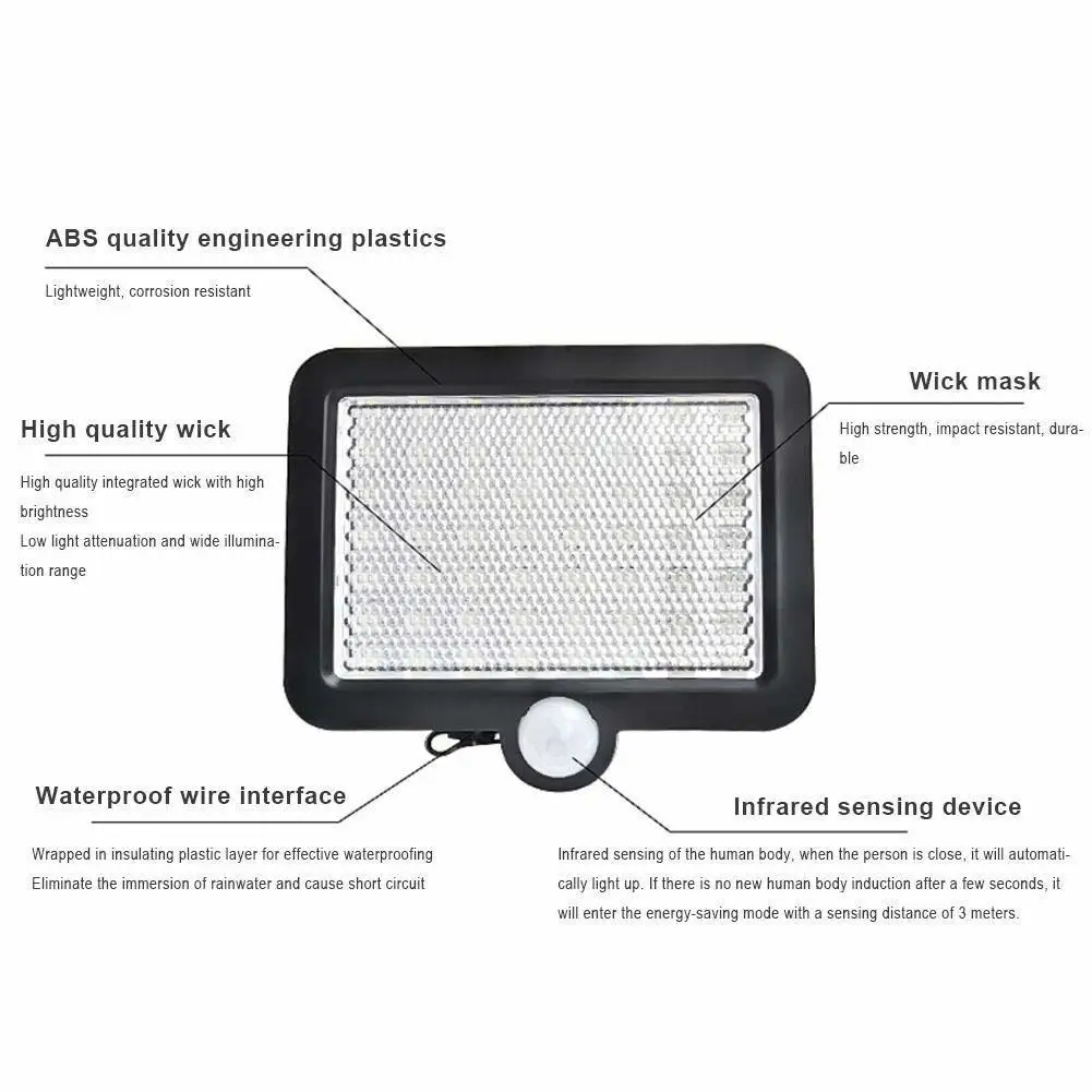 Leds ao ar Decoração do Jardim Sensor de Iluminação Dcoo Lâmpada Solar Livre Gramado Lâmpadas Luzes Parede Detecção Movimento 56 6 Dcoo lâmpada solar 56 leds ao ar