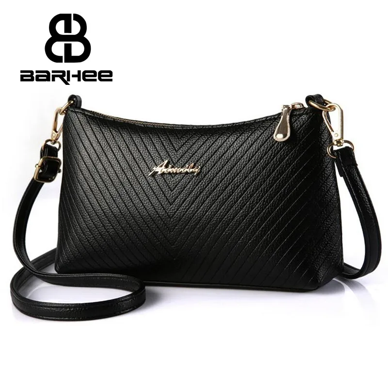 

BARHEE Embossed Strip Women Shoulder Bag Small Hobo Handbag PU Leather High Quality Messenger Bags for Ladies with two strap