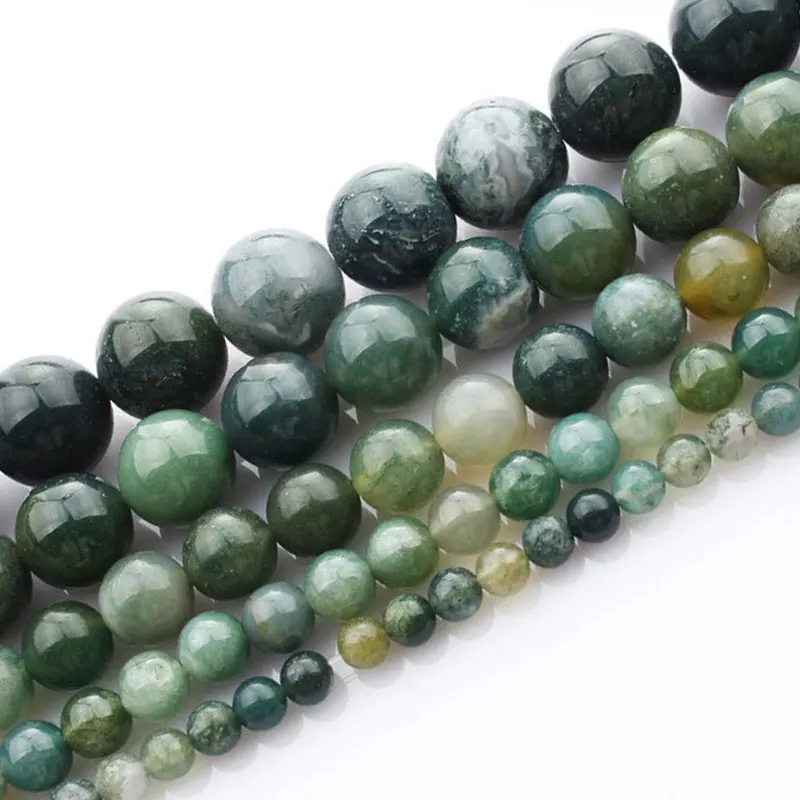 

2-14mm Round Green Tree Agate Moss Agate Beads For Jewelry Making Beads Bracelets 15'' Needlework DIY Beads Trinket Gift