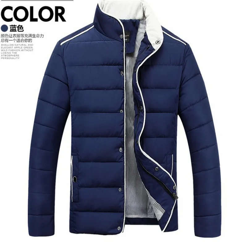 

AliExpress explosion models 2015 winter new men's fashion Slim solid color cotton padded collar thick warm casual jacket