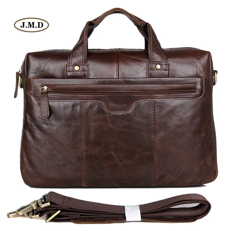 J. м. D натуральная Винтаж кожаный мужской моды шоколадный цвет сумки ноутбук сумка Для Мужчин's Бизнес Портфели 7075lc