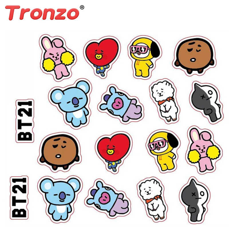 

Tronzo BTS BT21 Army Bangtan Boys DIY Chimmy Stickers For Notebook Luggage Cup Laptop Car Fridge Stickers Toys Wholesale 2018