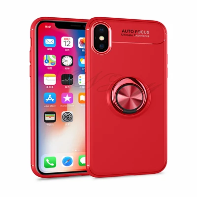 Для Apple iphone 5S чехол с магнитным кольцом адсорбционный чехол s для iphone X чехол Мягкий ТПУ автомобильный чехол-подставка для iphone SE бампер оболочка - Цвет: red plus red