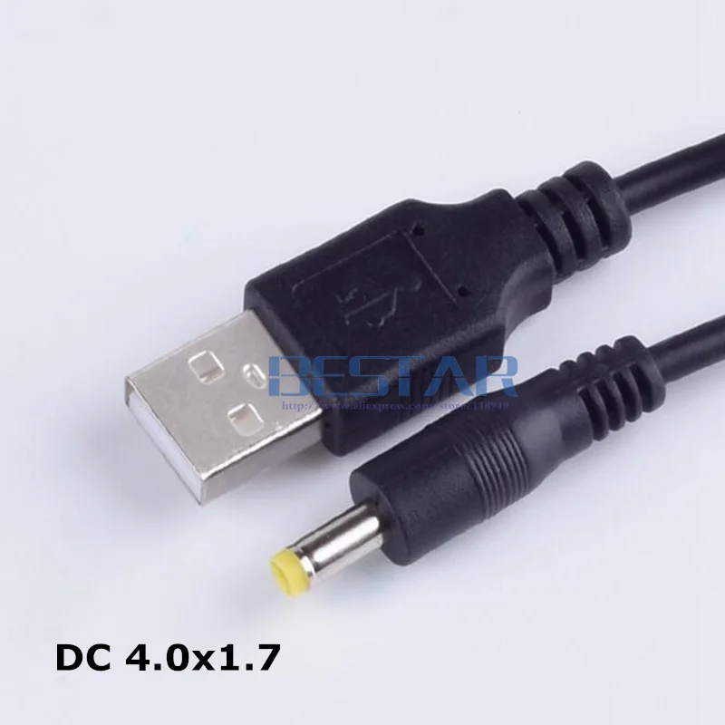 Черные заглушки DC Мощность Переходник USB 2,0 преобразования переменного тока в постоянный 4,0*1,7/4,0*1,7 мм 4,0 мм x 1,7 мм 4,0 мм/1,7 мм Jack кабель питания для зарядного устройства 1 м 3FT