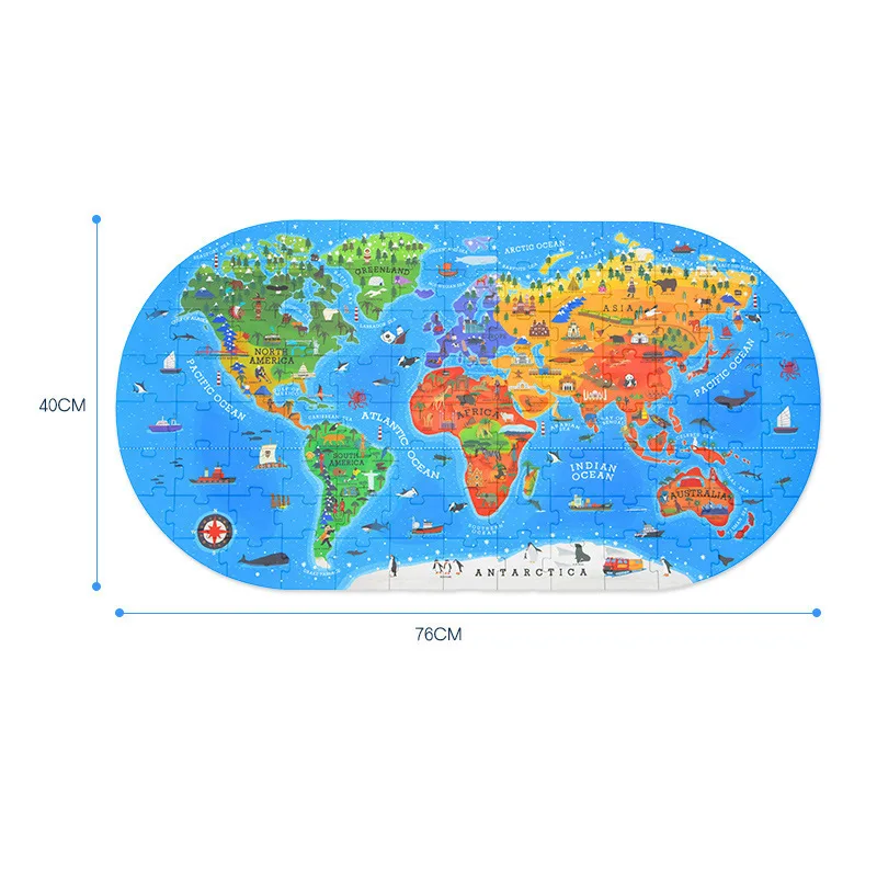 Детская Когнитивная прошитая карта 40*76 см, 100 шт, пробковая карта мира, карта памяти человека, подарок на Рождество, день рождения, Подарочная коробка для детей