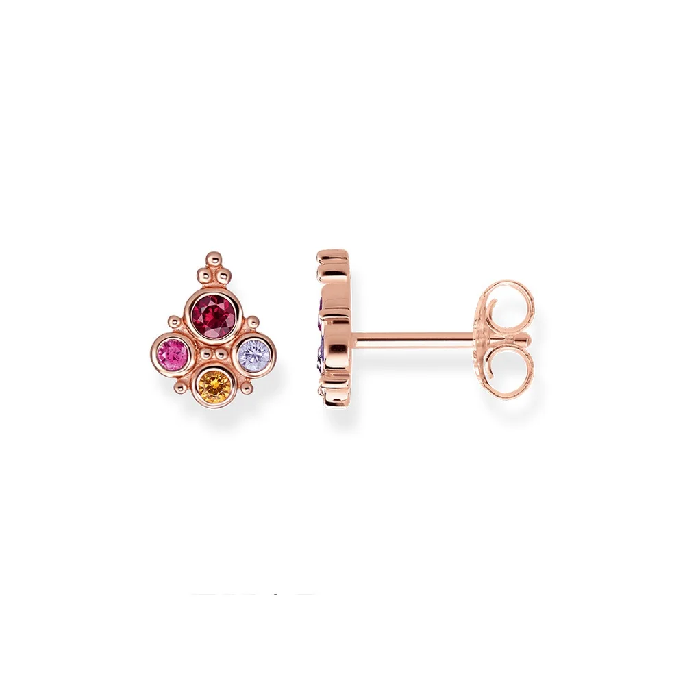 

Rose Gold Royal Flower Colorful Stud Earrings 2019 Thomas Style Ear Studs Earring 925 Sterling Silver Jewelry Ts Gift For Women