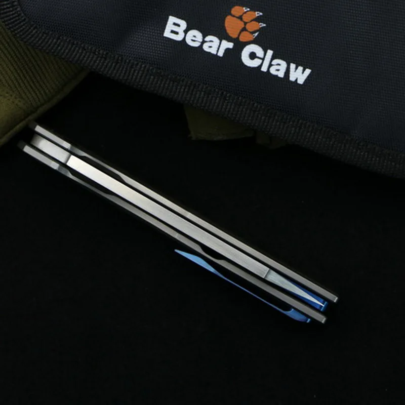Bear-claw-Parallel-lines-Flipper-folding-knife-D2-Blade-ball-bearing-Titanium-handle-Outdoor-survival-tactical (3)_