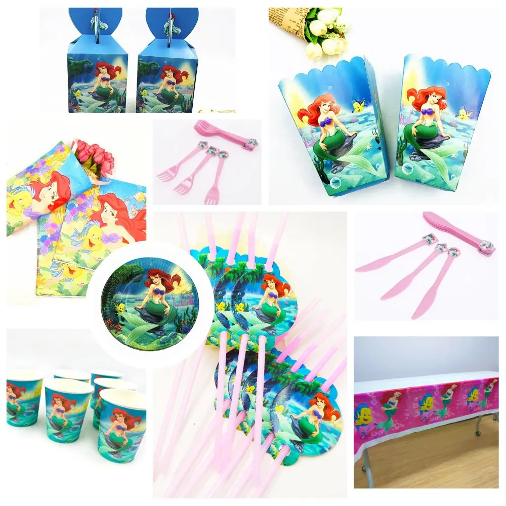 

Mermaid Party Supplies Decoration Theme Party Decoration Mermaid Paper Cup Kid Happy Children's Favorite Birthday Baby Party