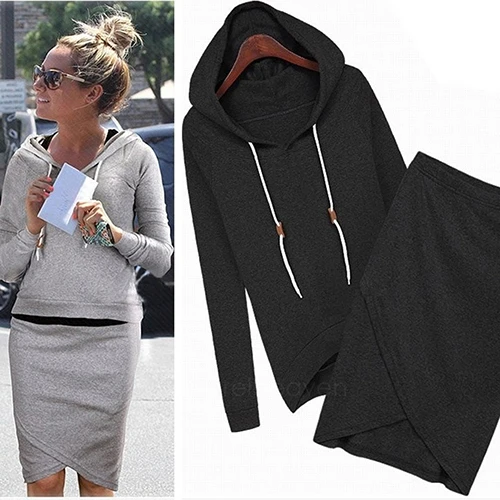 pencil skirt and hoodie