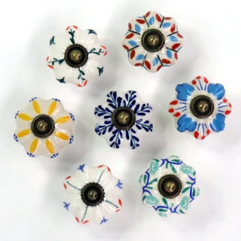 

1x Ceramic Hand Painted Colorful Kids Room Door Knobs and Handles Cabinet Wardrobe Kitchen Drawer Dresser Door Pulls Knobs