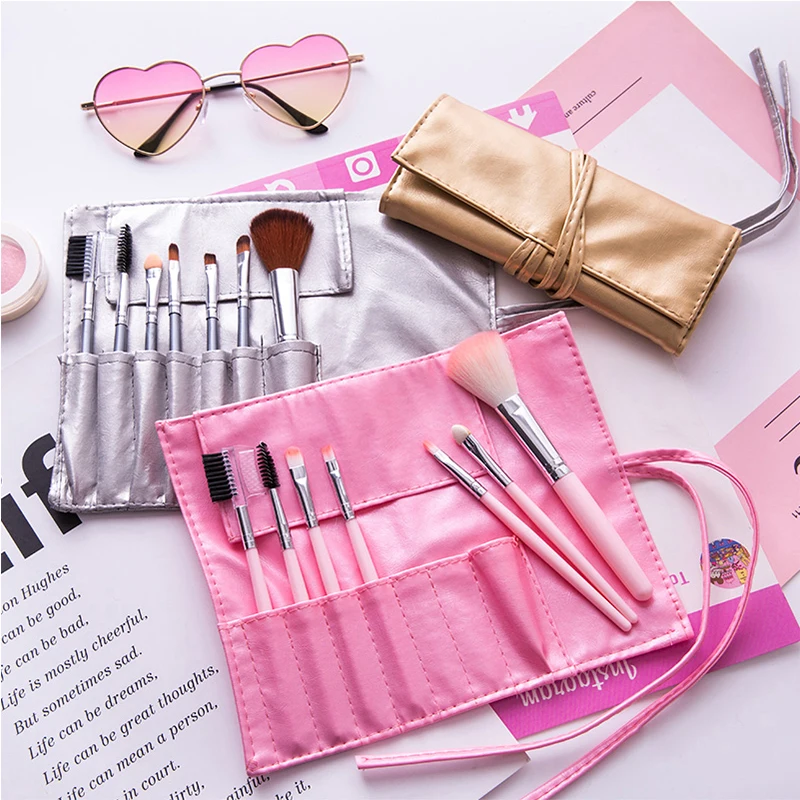 

7pcs/set Pink Golden Sliver Makeup Brush Set Foundation Powder Blush Eyebrow Eyeliner Face Eyes Beauty Makeup Cosmetic Tool