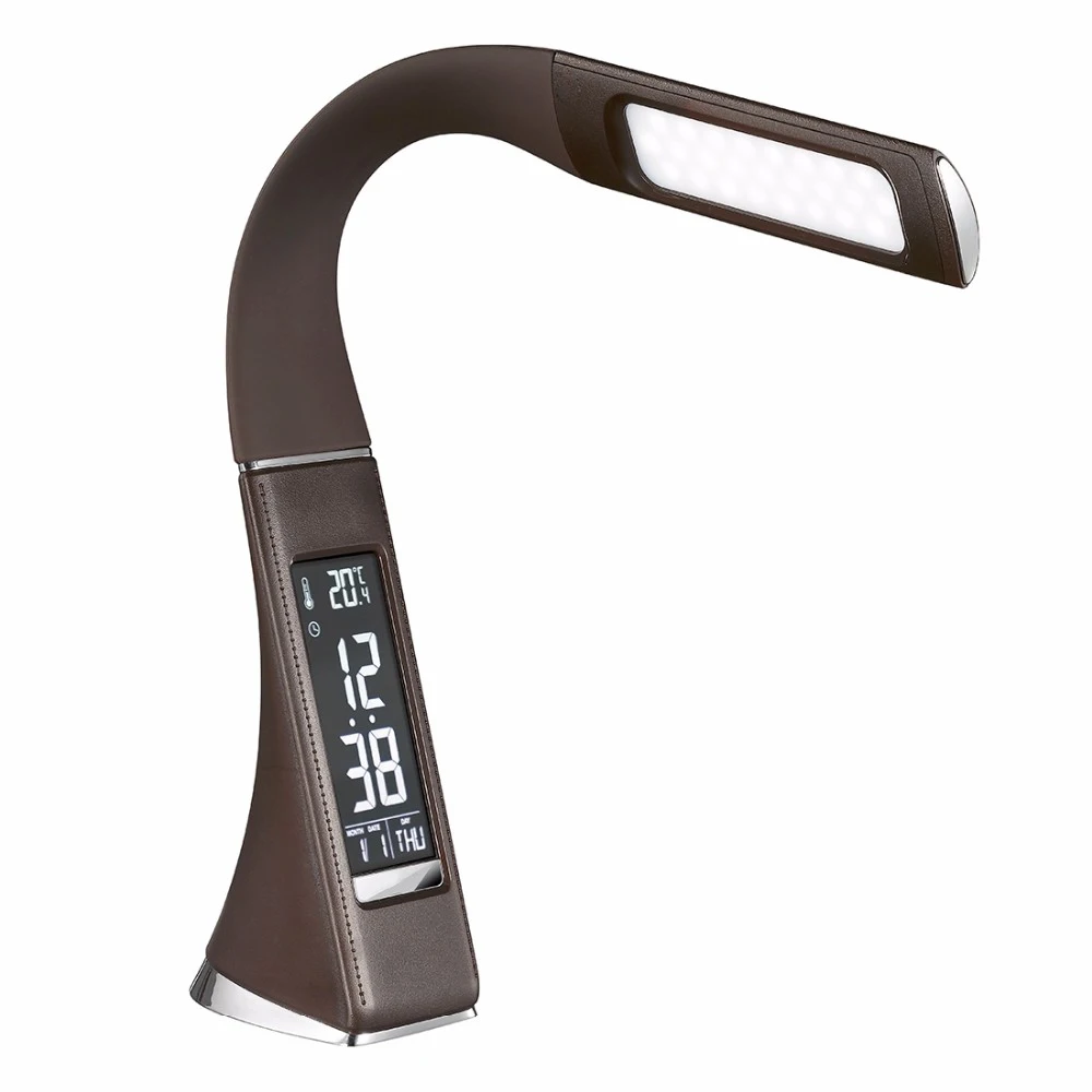  5W LED lamp dimming touch skin texture for reading lamp with alarm clock Black/ Brown Creative Busi - 32946197797