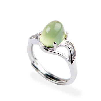

Natural Prehnite Gemstone Crystal Rings For Women Lady 925 Sterling Silver Wedding Party Ring
