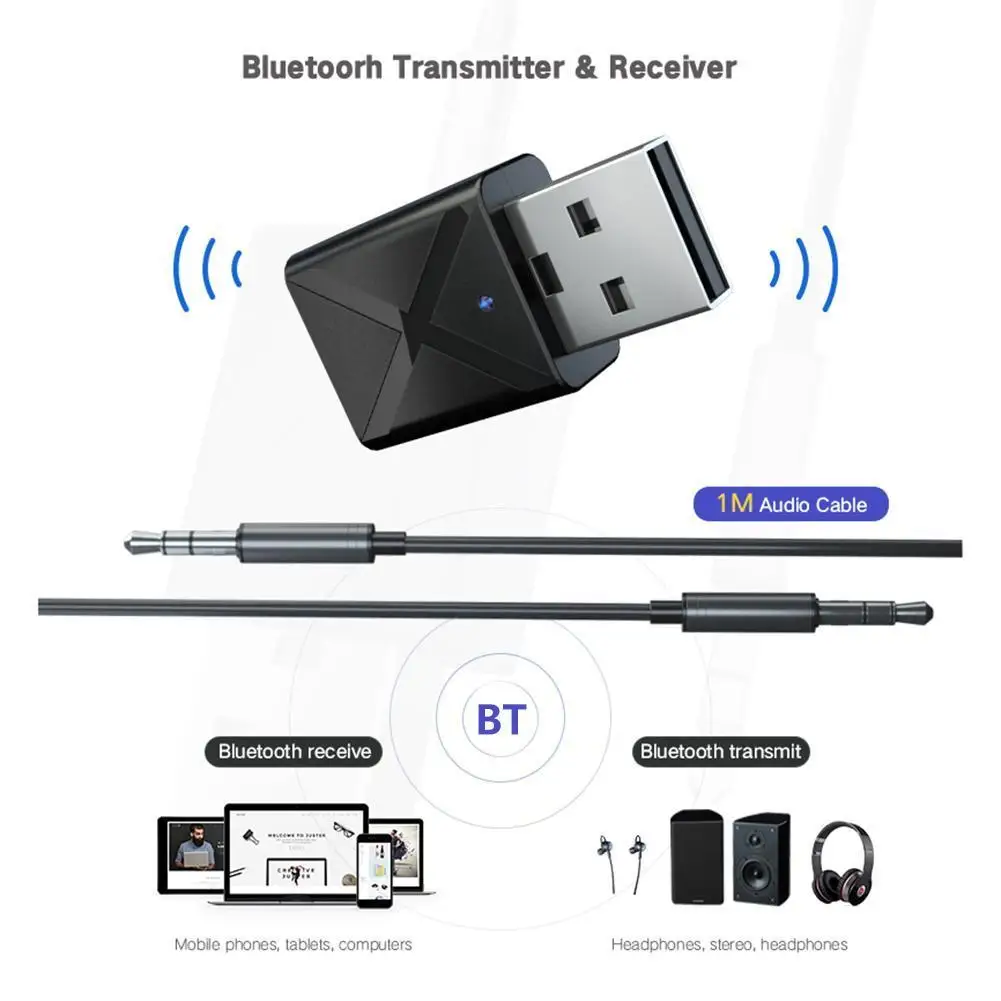 2 в 1 Bluetooth5.0 передатчик/приемник адаптер музыкальный приемник для автомобиля Портативный автомобиля Aux мини музыкальный ресивер Смарт-стерео