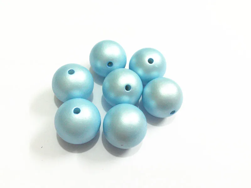 

(Choose Size First) 12mm/16mm/20mm Mint Blue Acrylic Matt Pearl Beads