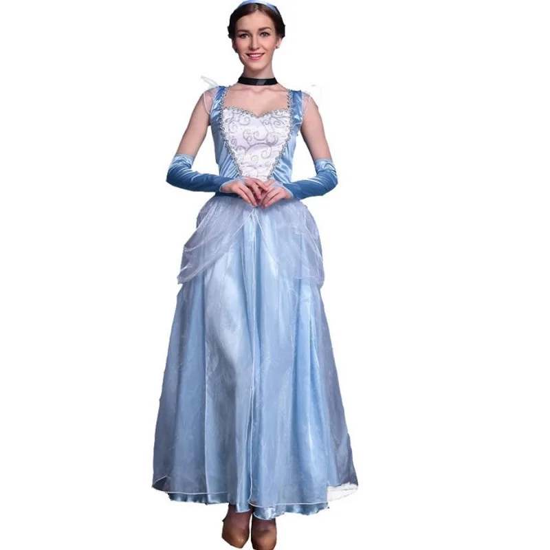 

Cinderella cosplay Costume Women Adult long Fancy Dress Halloween Carnival girls Outfits Princess Costumes Party Gown Dress