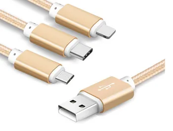 

50pc. kingdaka 3 in 1 type C .8pin Multi Charger Cable for kinds of mobile phone. 3 in 1 universal cable. change multifunctional