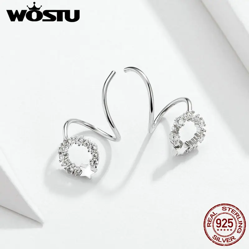 WOSTU 2020 женские серьги из 100% настоящего серебра с фианитами для женщин модные