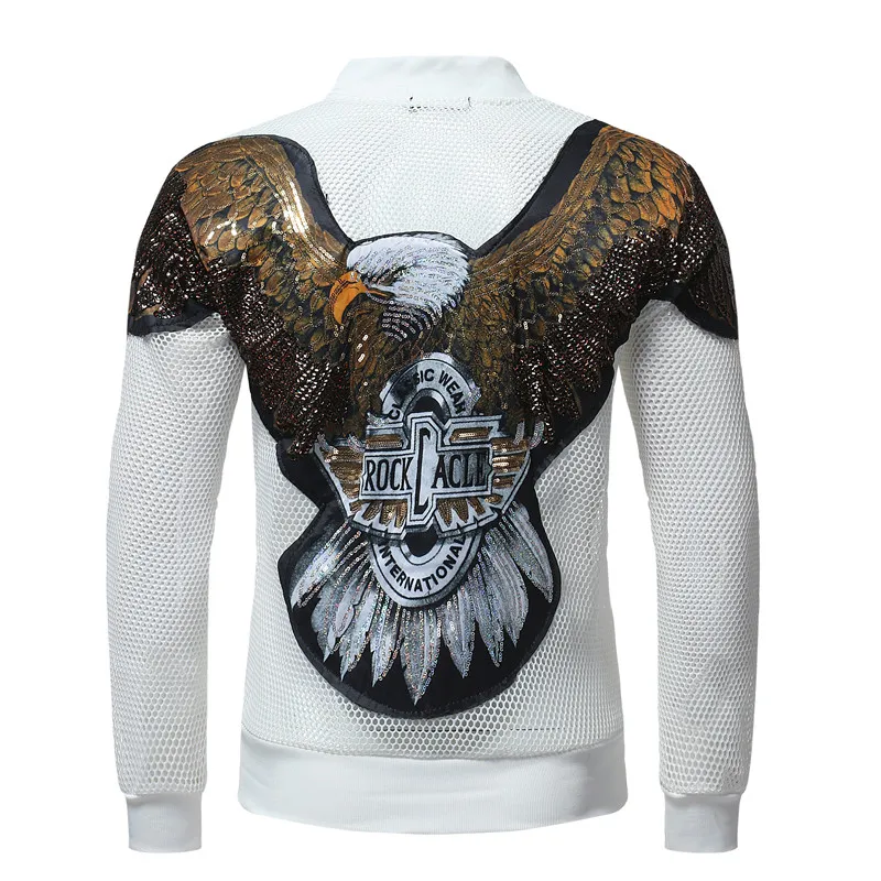 Man Openwork Eagle Embroidered Zip Jacket Spring and Autumn 2018 New Mens Jackets Streetwear Hip Pop Bomber Jacket Men Man Openwork Eagle Embroidered Zip Jacket Spring and Autumn 2018 New Mens Jackets Streetwear Hip Pop Bomber Jacket Men