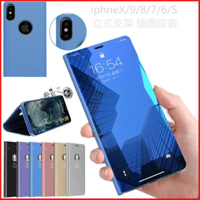 

Clear View Smart Case For iPhone XS/XS MAX Case Plating Mirror Stand Flip Cover For Apple iPhone X/XR PU Hard Coque
