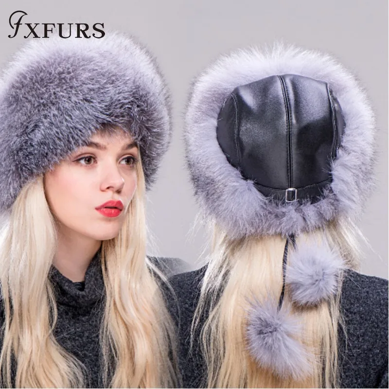 2020 FXFURS женская зимняя шапка из натуральной 100% натуральный мех лисы принцессы