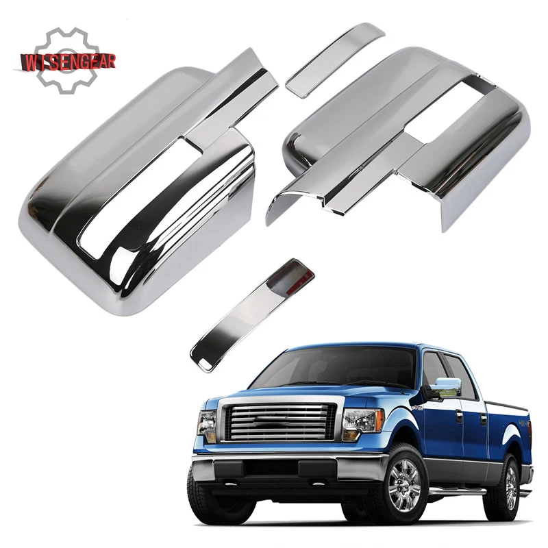 

WISENGEAR Chrome Rearview Door Side Wing Mirror Cover For Ford F150 Truck 09-14 Full Mirror Cap Trim Triple Chrome Plated ABS