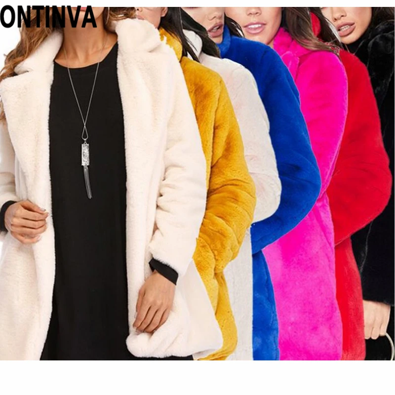 

Winter Rabbit Faux Fur Jacket Women Fur Coat Large Size Classic Generous Yellow Blue Red Coats Thick Warm Fashion Slim Fur Coats
