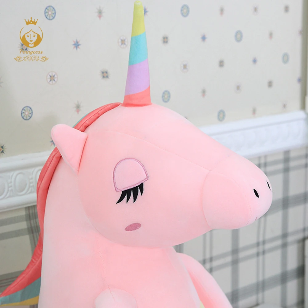 Ins soft rainbow unicorn plush stuffed toy, creative down cotton unicorn pillow, kids toys, large unicorn doll, Christmas gifts