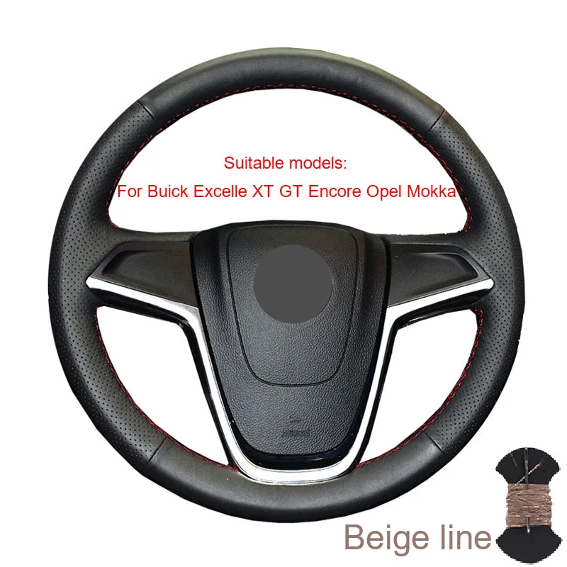 Крышка рулевого колеса для Buick Excelle XT GT Encore Opel Mokka Buick Sail Opel Astra G H 1998-2007 Op/сделанная на заказ оплетка рулевого колеса - Название цвета: Beige thread