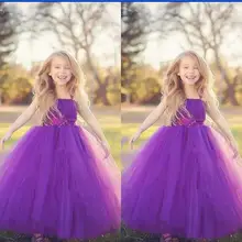 Cute 2016 Junior Purple Flower Girls Dresses For Weddings Toddler Formal Dress Tulle Little Girl Kids Gowns Christmas Pageant