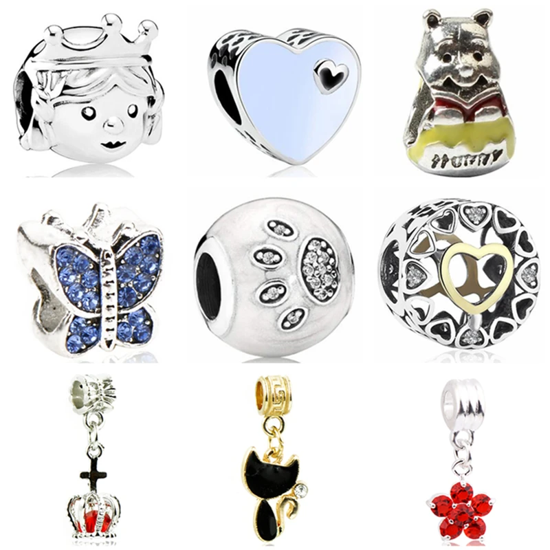 

Btuamb Luxurious Crystal Butterfly Tree Love Heart Star Charm Beads Fit European Pandora DIY Bracelets Making Jewelry Lover Gift