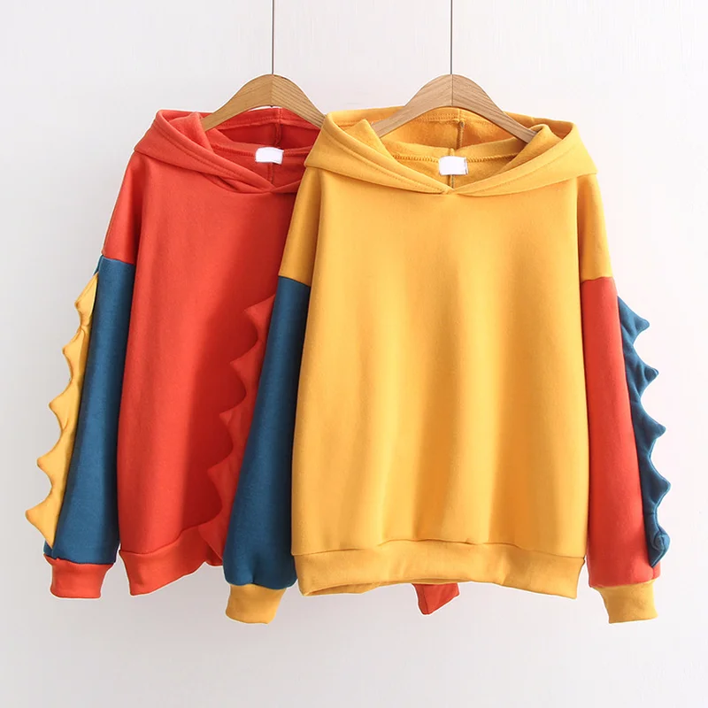 

Fannic New Fashion Women's Sweatshirts Hoodies Autumn Winter Sweet Cute Dinosaur Velvet Cashmere Hooded Hoodies