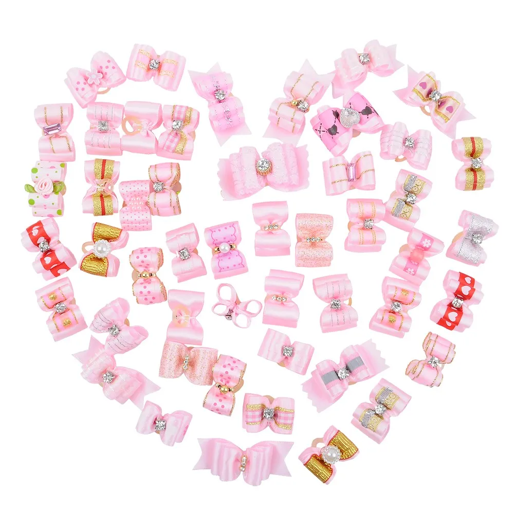 

10 Pcs Handmade Dog Bow Grooming Bows For Puppy Small Dogs Hair Accessories Bout