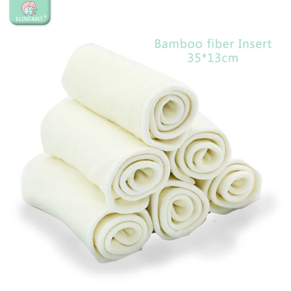 

Elinfant 10pcs 4 layers bamboo fiber diaper insert reusable supre soft baby nappy insert 35x13cm for cloth diaper&covers