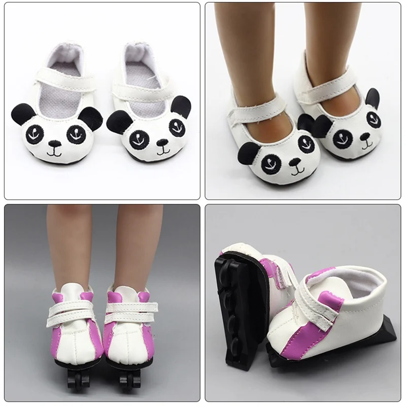 

American Doll Skates Double Buckle Skates Doll Roller Skates Toys Cute Cartoon Panda Princess Shoes