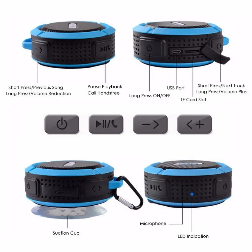 C6 открытый беспроводной Bluetooth 4,1 стерео портативный динамик Встроенный микрофон ударопрочность IPX4 водонепроницаемый громкий динамик r20