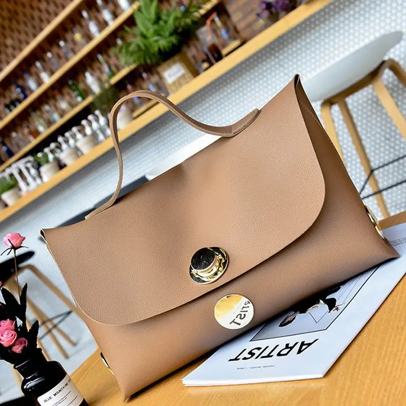 

Fashion Women Handbag Wind Soft Pure Color Handbags Messenger Bags Shoulder Bag (Khaki)